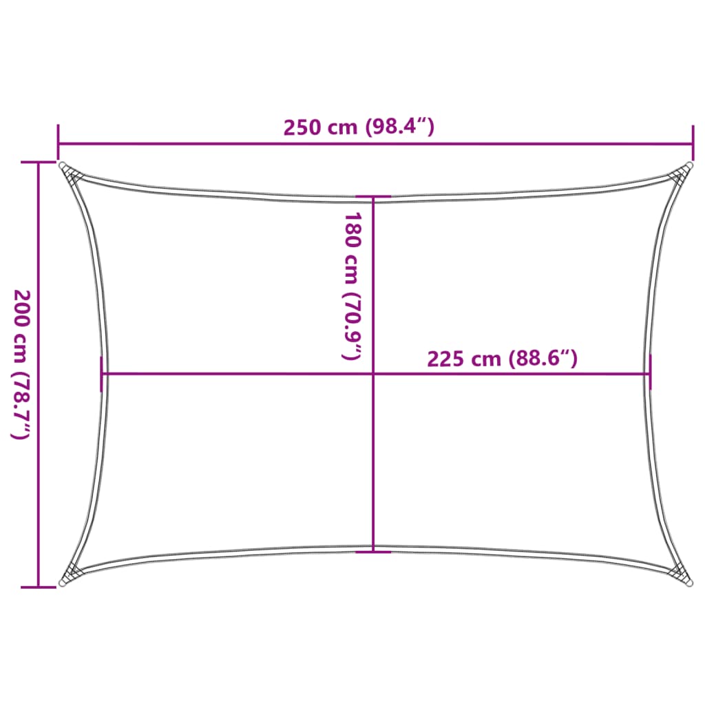 vidaXL Zonnezeil 160 g/m² 2x2,5 m HDPE zwart