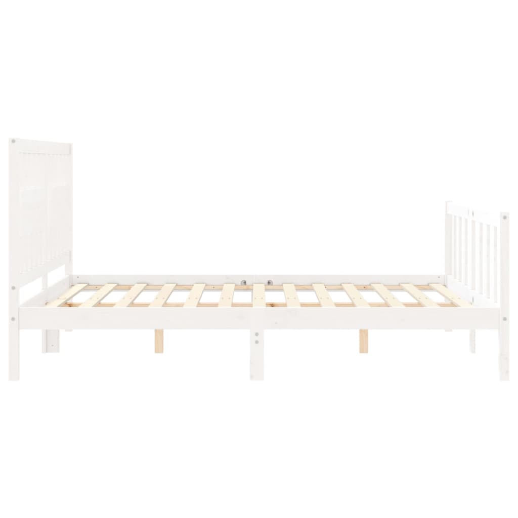 vidaXL Bedframe met hoofdbord massief hout wit