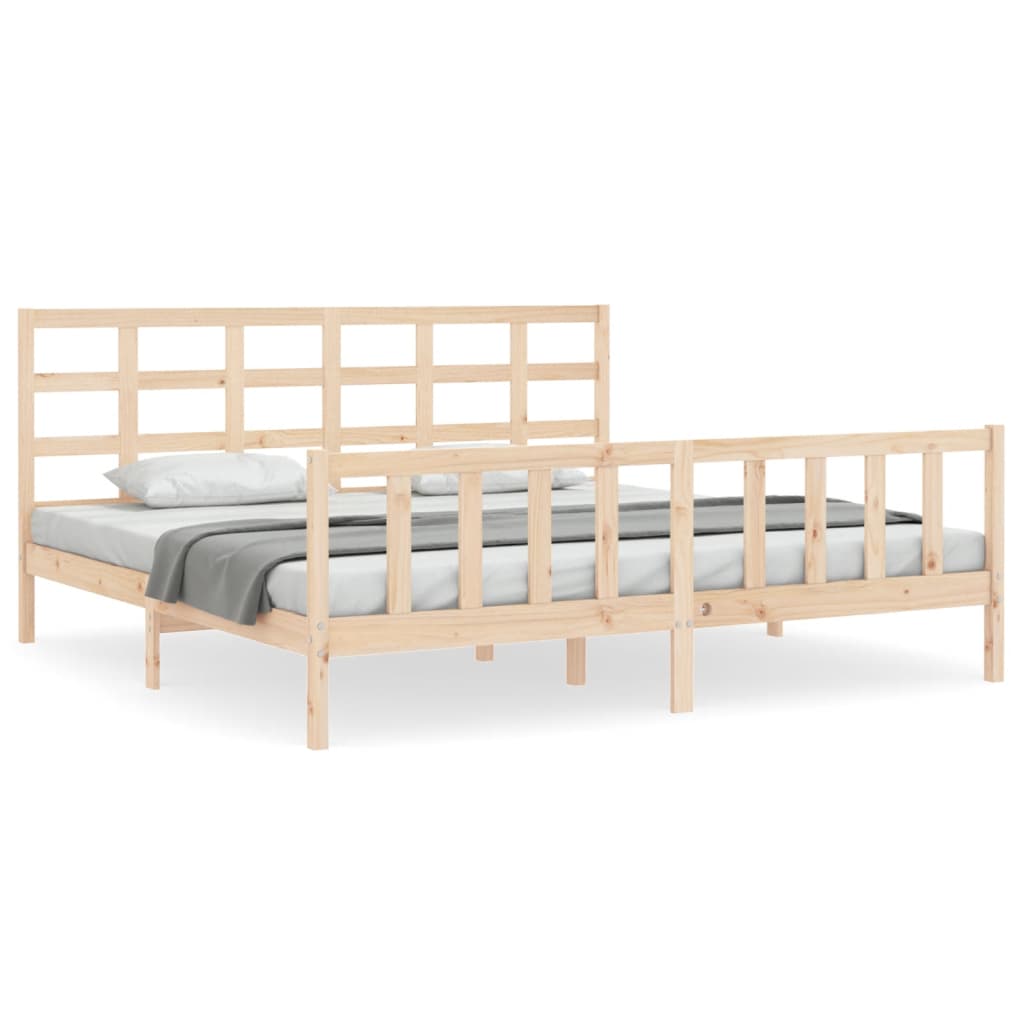 vidaXL Bedframe met hoofdbord massief hout