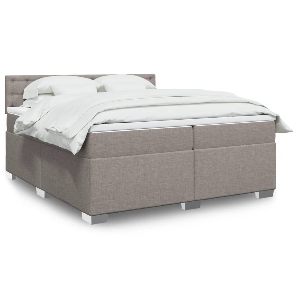 vidaXL Boxspring met matras stof taupe 200x200 cm