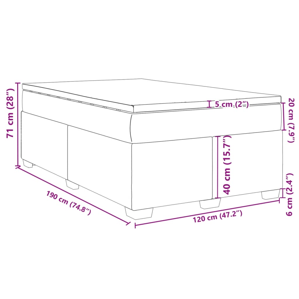 vidaXL Boxspring met matras stof donkergrijs 120x190 cm