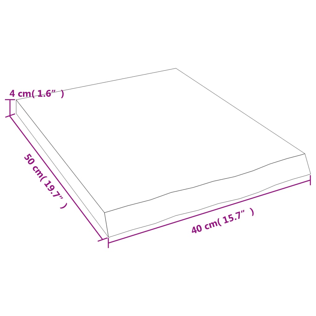 vidaXL Wastafelblad 40x50x(2-4) cm behandeld massief hout donkerbruin