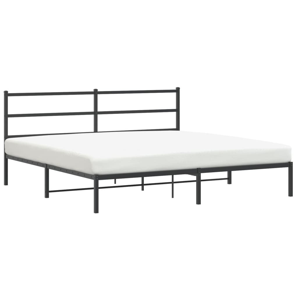 vidaXL Bedframe met hoofdbord metaal zwart 200x200 cm