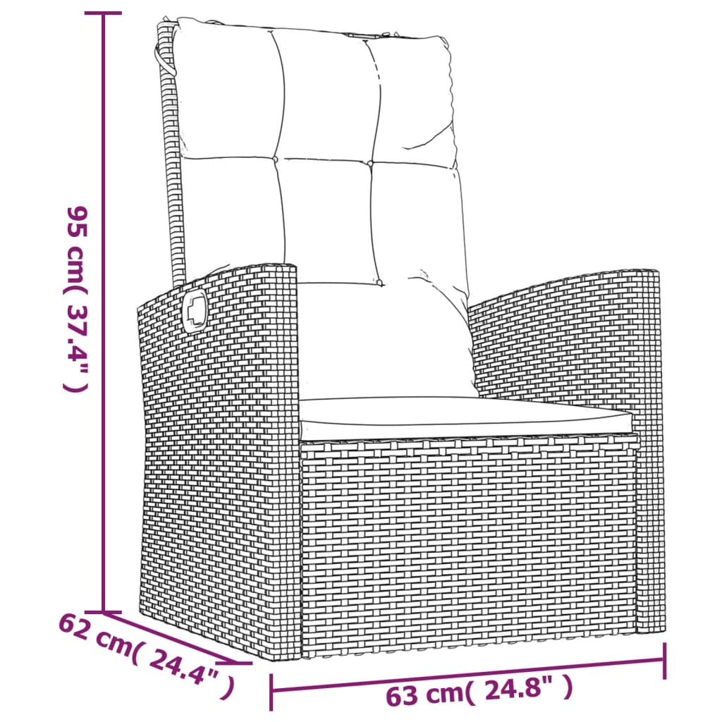 vidaXL 4-delige Loungeset met kussens poly rattan grijs