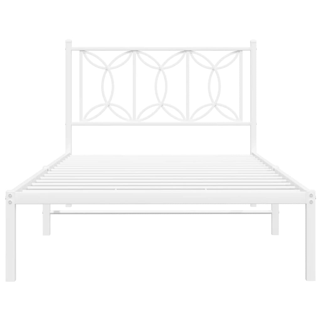 vidaXL Bedframe met hoofdbord metaal wit 100x200 cm