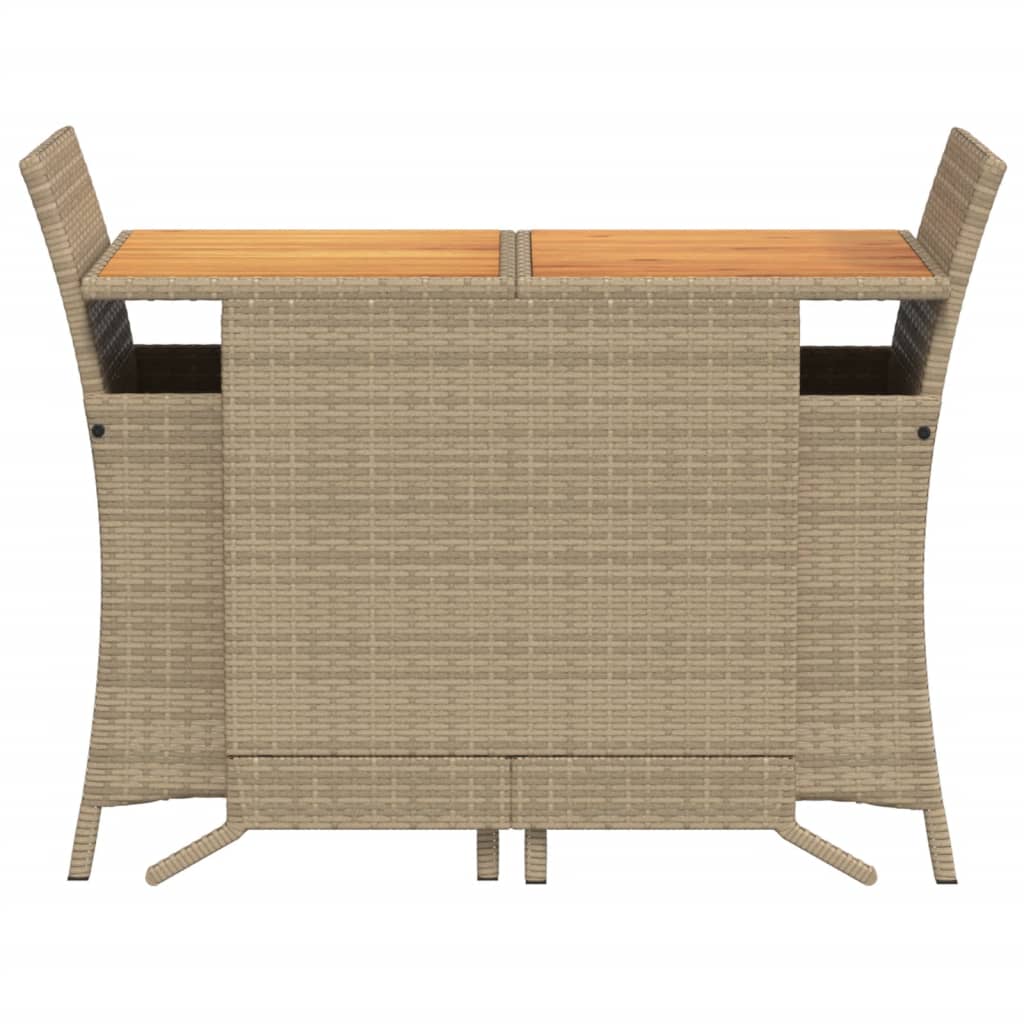 vidaXL 3-delige Bistroset met kussens poly rattan beige