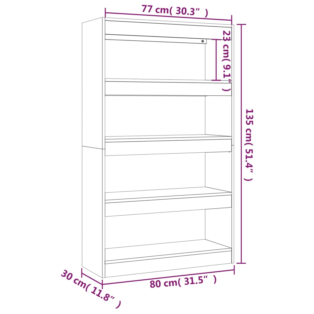 vidaXL Boekenkast/kamerscherm 80x30x135 cm bewerkt hout zwart