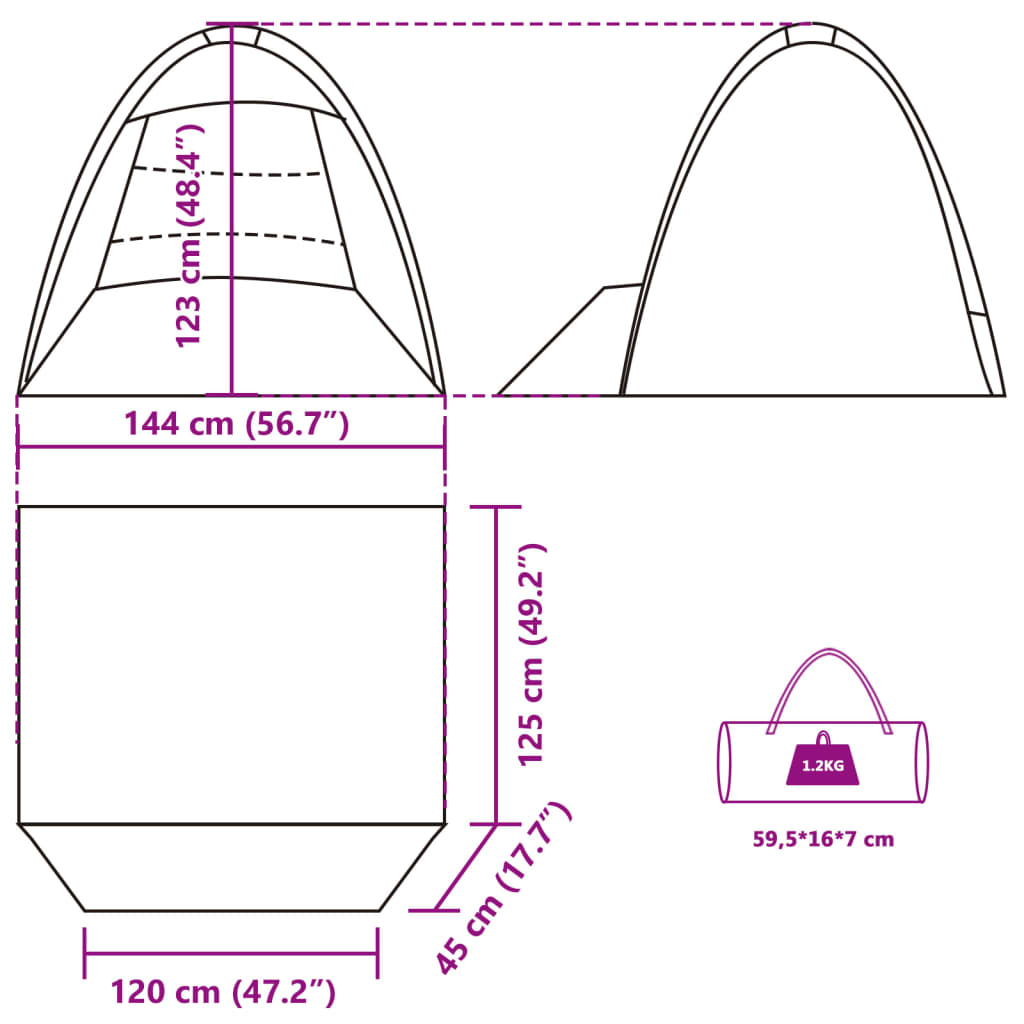 vidaXL Strandtent 3-persoons waterdicht azuurblauw