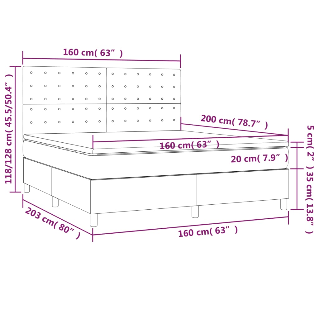 vidaXL Boxspring met matras stof crèmekleurig 160x200 cm