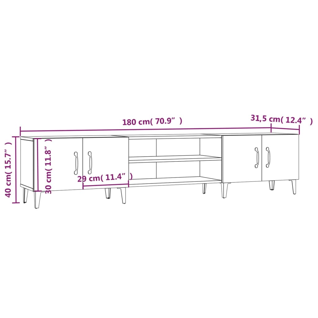 vidaXL Tv-meubel 180x31,5x40 cm bewerkt hout gerookt eikenkleurig