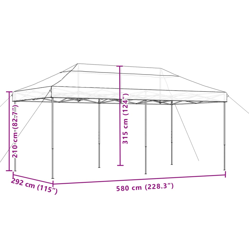 vidaXL Partytent inklapbaar pop-up 580x292x315 cm oranje