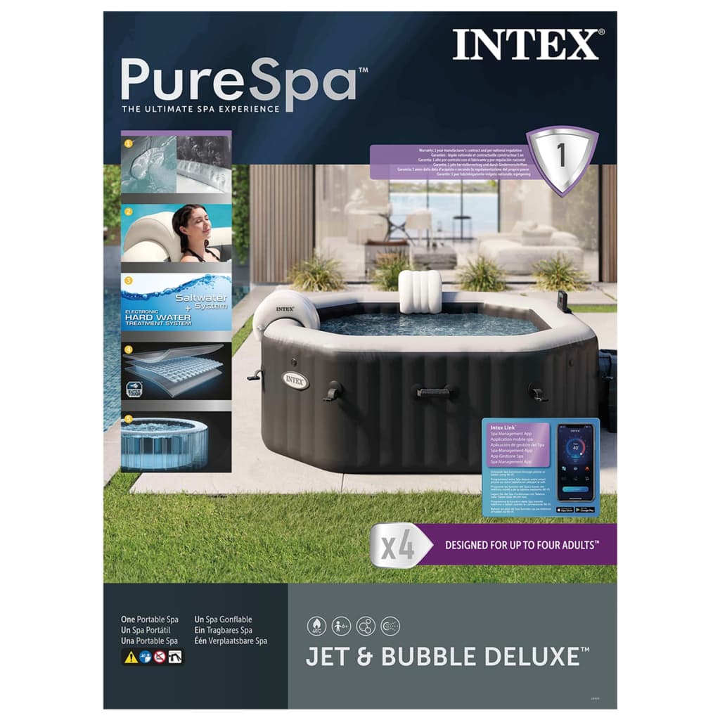 Intex Bubbelbad PureSpa achthoekig