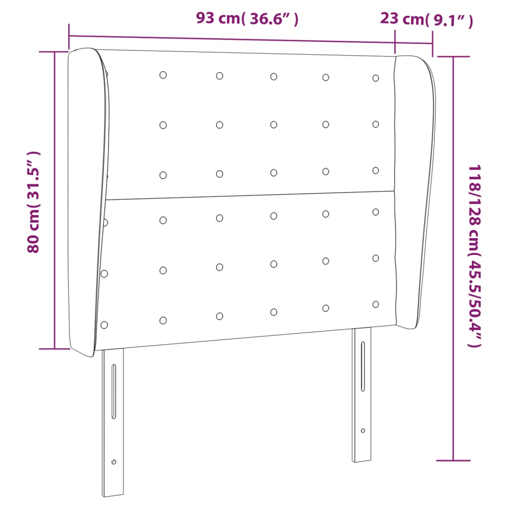 vidaXL Hoofdbord met randen 93x23x118/128 cm kunstleer wit