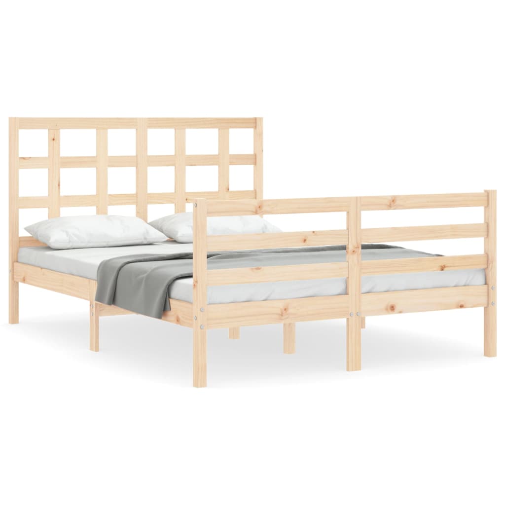 vidaXL Bedframe met hoofdbord massief hout 140x190 cm