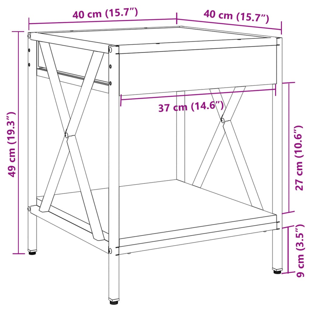 vidaXL Salontafel met Infinity LED 40x40x49 cm zwart