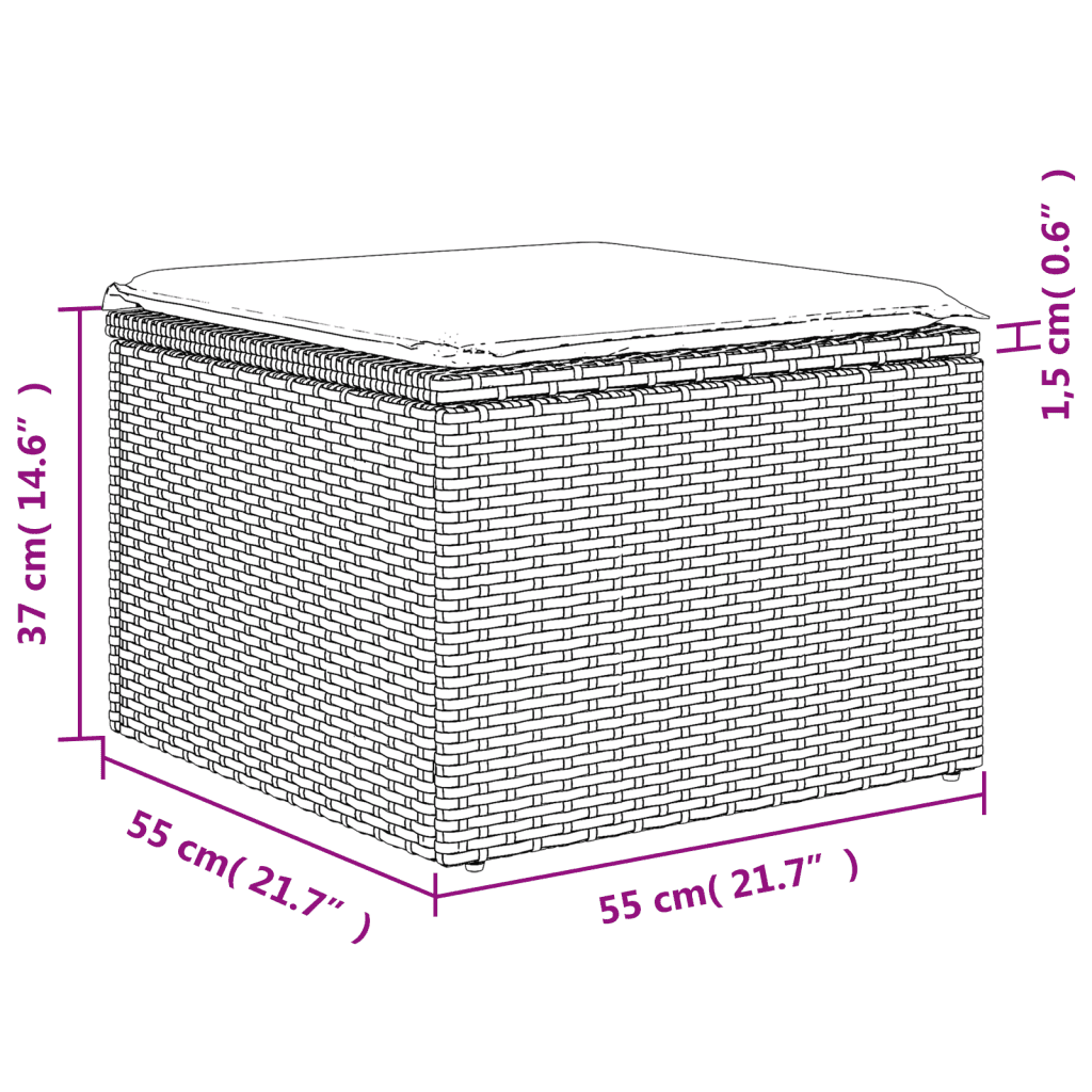 vidaXL 8-delige Loungeset met kussens poly rattan grijs