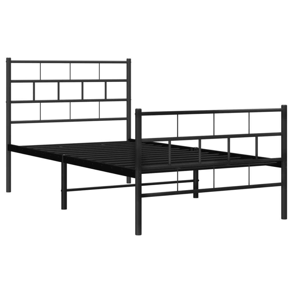 vidaXL Bedframe met hoofd- en voeteneinde metaal zwart 100x200 cm