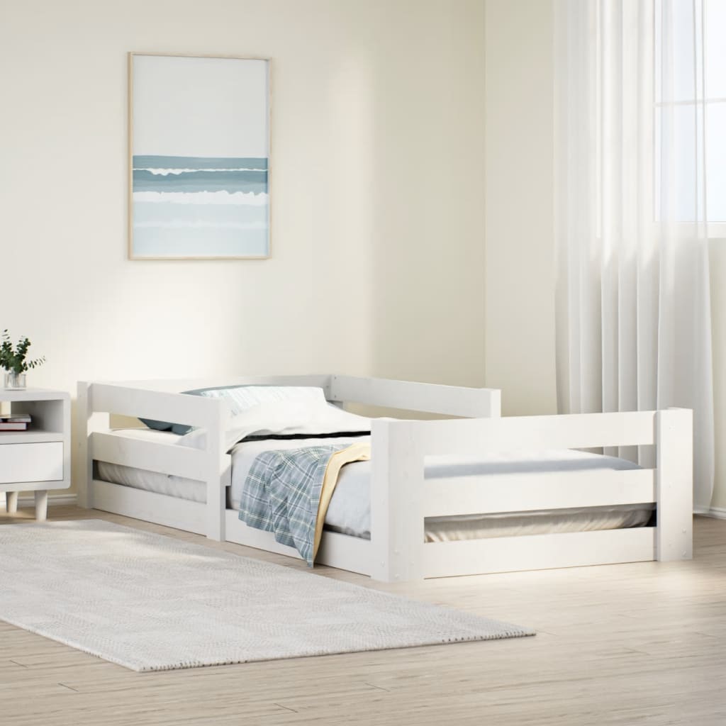 vidaXL Bedframe zonder matras massief grenenhout wit 75x190 cm