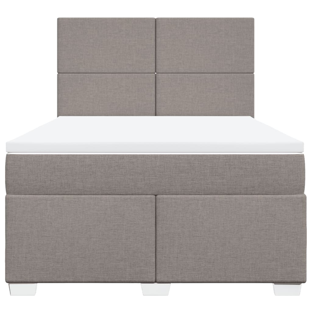 vidaXL Boxspring met matras stof taupe 160x200 cm