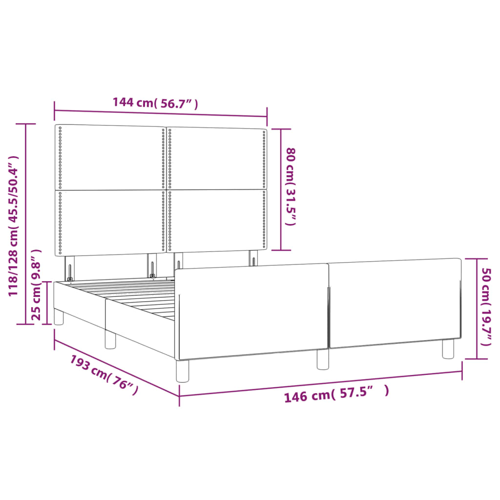 vidaXL Bedframe zonder matras 140x190 cm fluweel donkerblauw