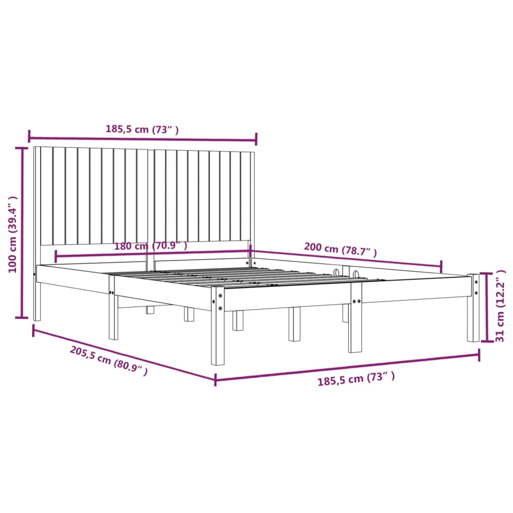 vidaXL Bedframe massief hout 180x200 cm