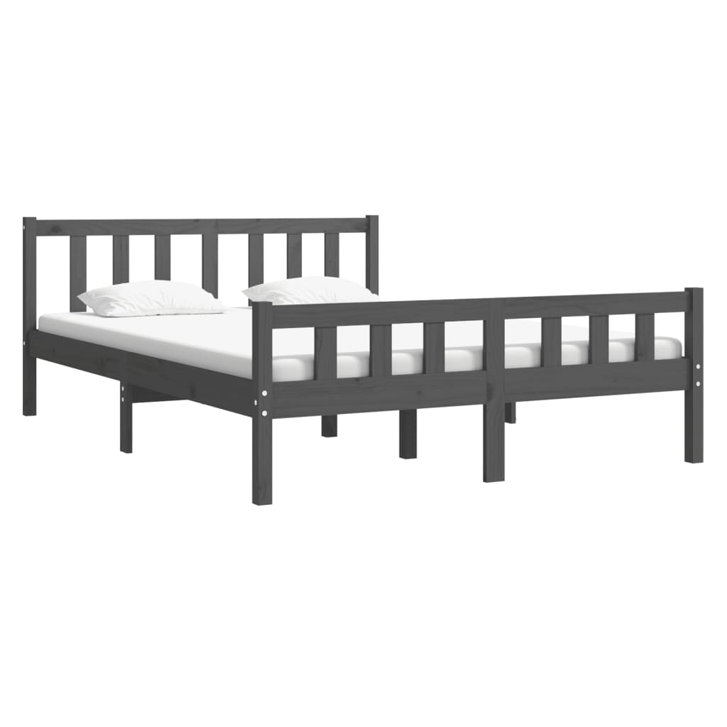 vidaXL Bedframe massief hout grijs 140x190 cm