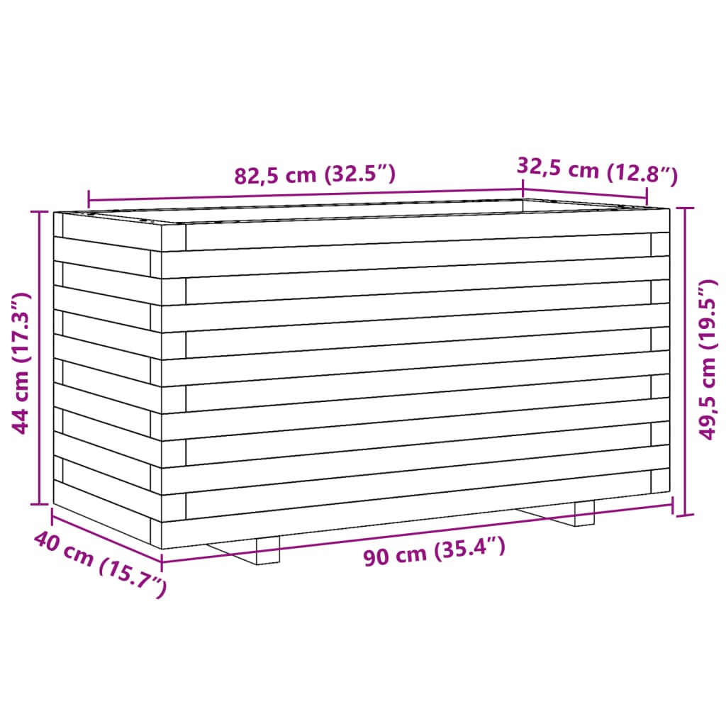 vidaXL Plantenbak 90x40x49,5 cm massief grenenhout