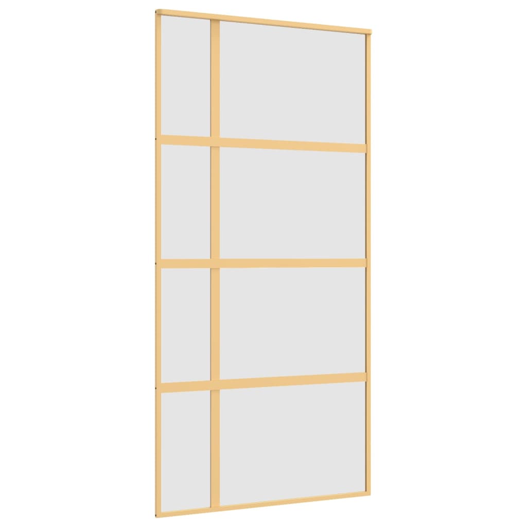 vidaXL Schuifdeur 102,5x205 cm mat ESG-glas en aluminium goudkleurig