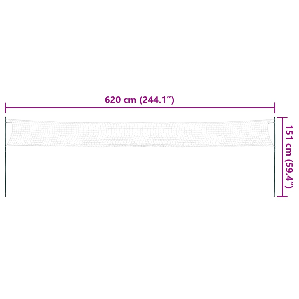 vidaXL Badmintonset met 4 rackets en net 620x151 cm