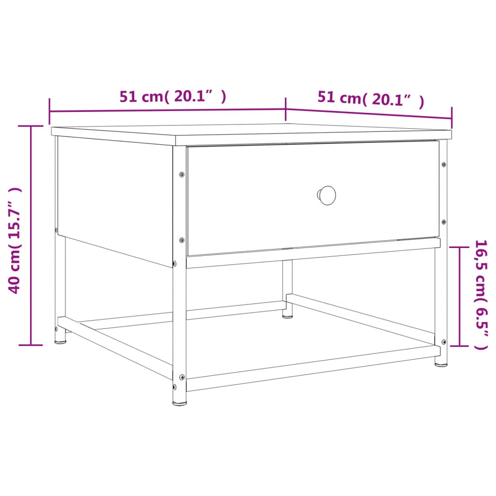 vidaXL Salontafel 51x51x40 cm bewerkt hout gerookt eikenkleurig