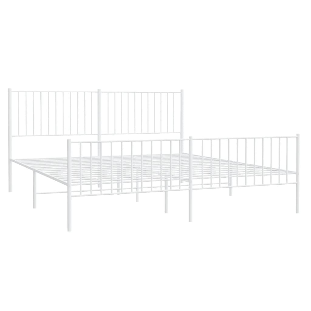 vidaXL Bedframe met hoofd- en voeteneinde metaal wit 183x213 cm