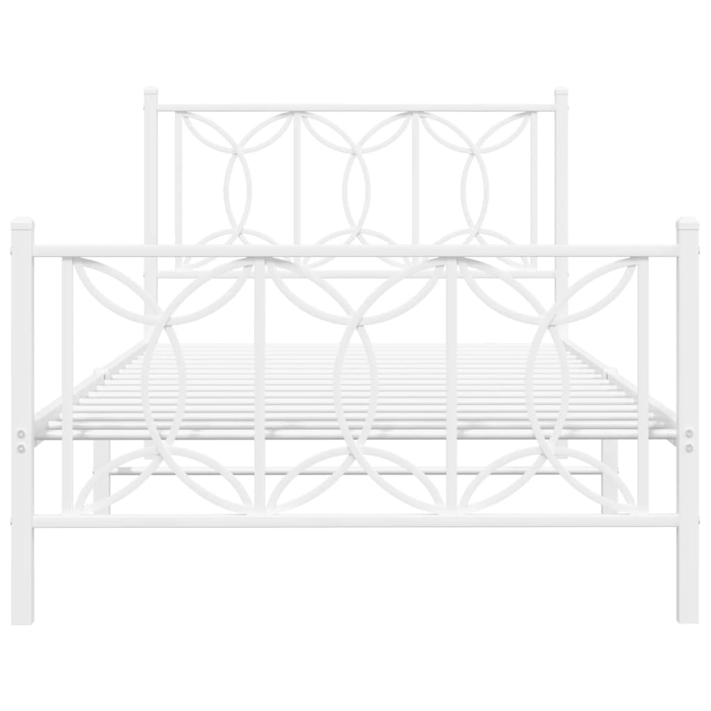 vidaXL Bedframe met hoofd- en voeteneinde metaal wit 100x200 cm