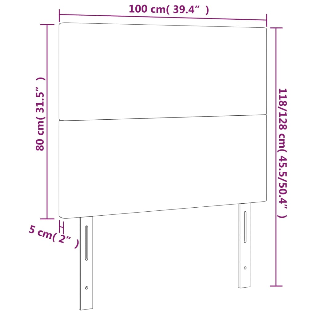 vidaXL Hoofdbord LED 100x5x118/128 cm kunstleer crèmekleurig