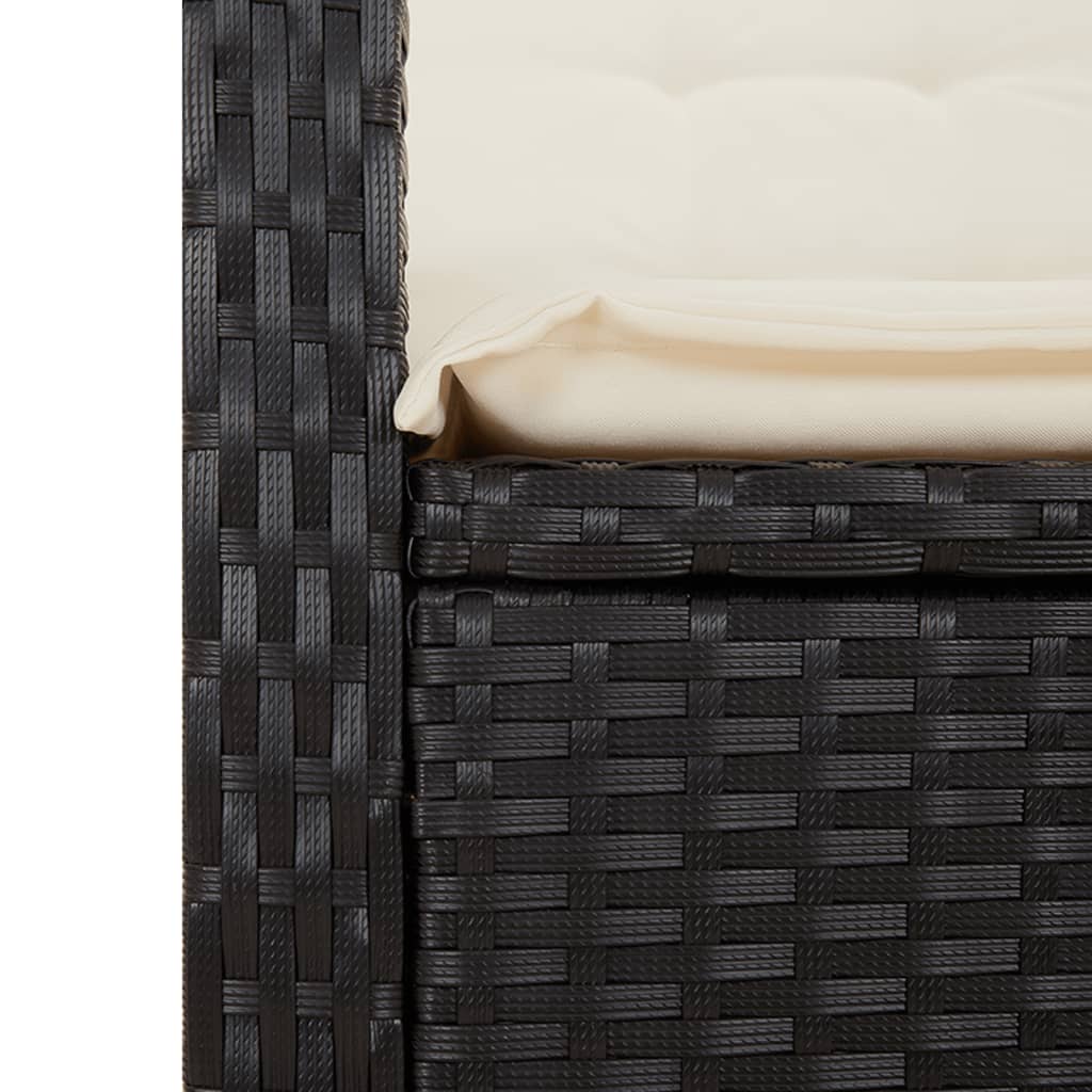 vidaXL 5-delige Tuinset met kussens poly rattan zwart