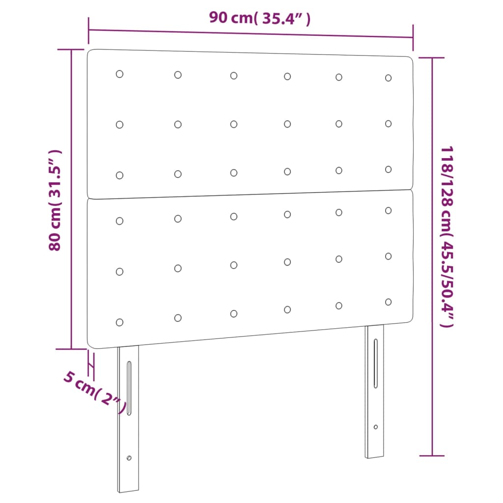 vidaXL Hoofdborden 2 st 90x5x78/88 cm kunstleer wit