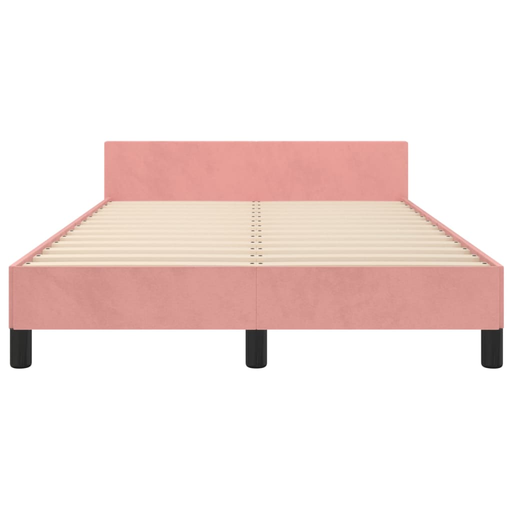 vidaXL Bedframe met hoofdeinde fluweel roze 120x200 cm