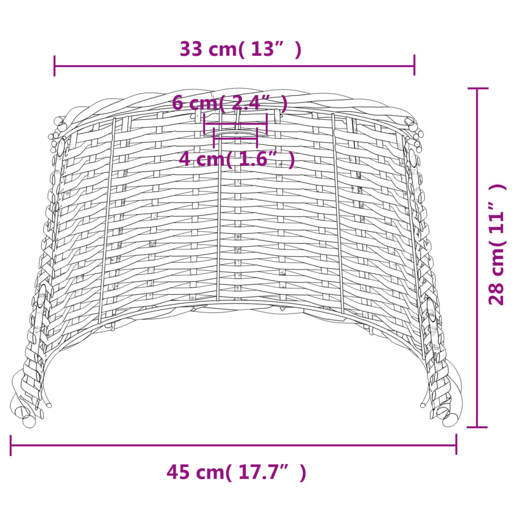 vidaXL Plafondlampenkap Ø45x28 cm wicker wit