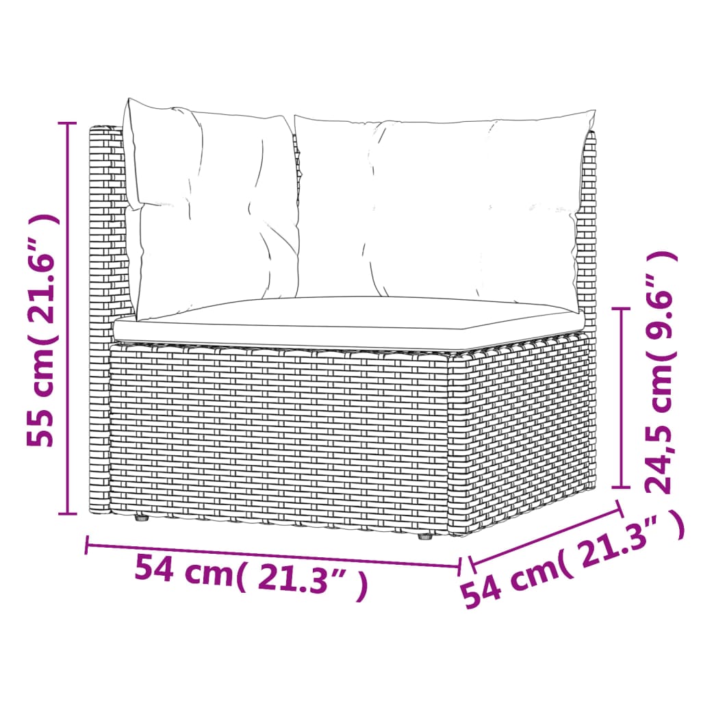 vidaXL 4-delige Loungeset met kussens poly rattan zwart