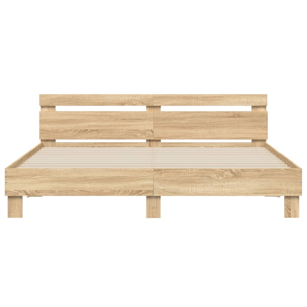 vidaXL Bedframe met hoofdeinde bewerkt hout sonoma eiken 180x200 cm