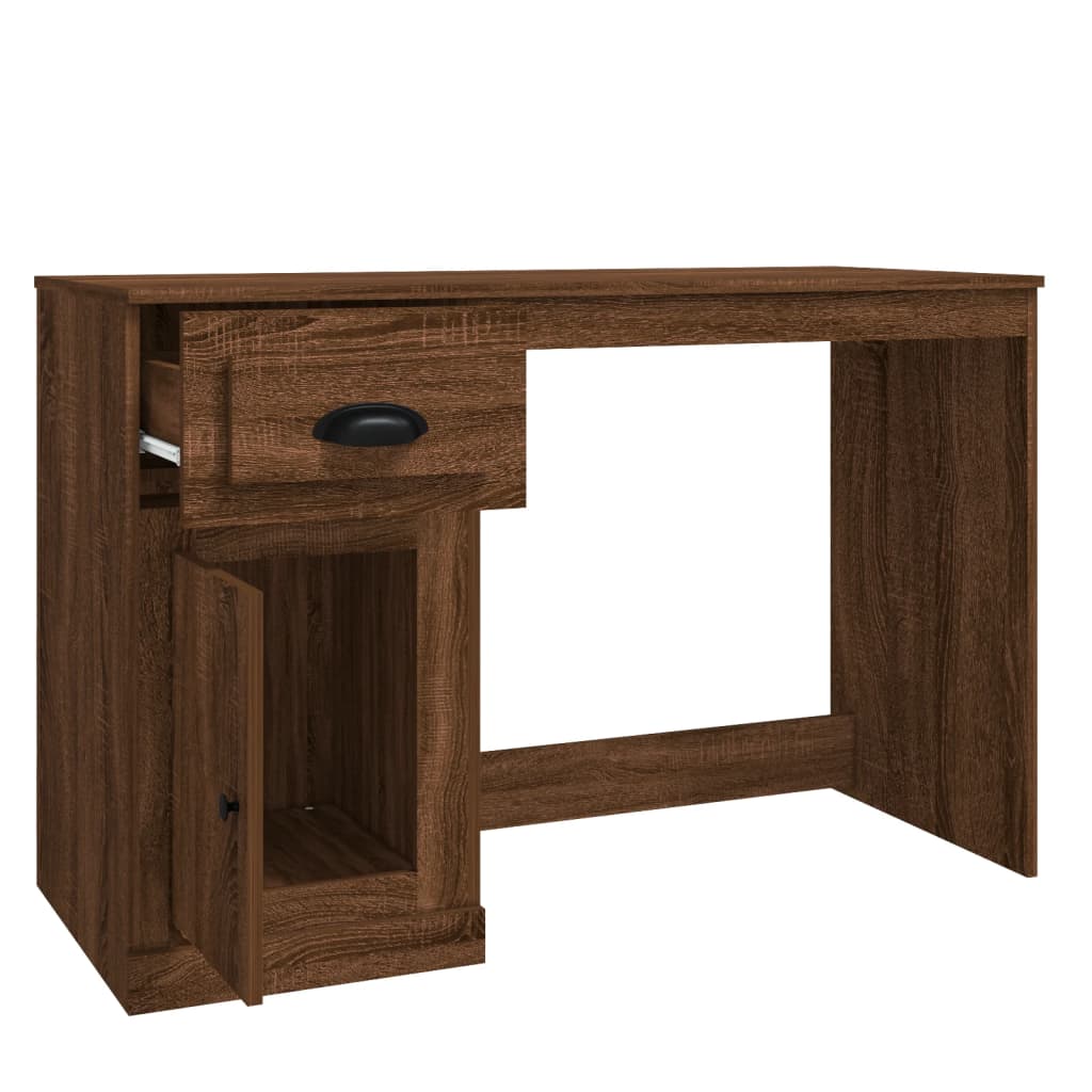 vidaXL Bureau met lade 115x50x75 cm bewerkt hout bruin eikenkleur