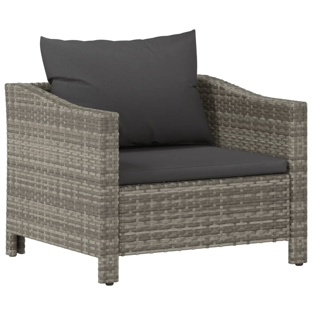 vidaXL 7-delige Loungeset met kussens poly rattan grijs