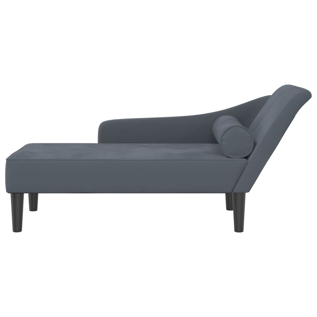 vidaXL Chaise longue met kussens fluweel donkergrijs