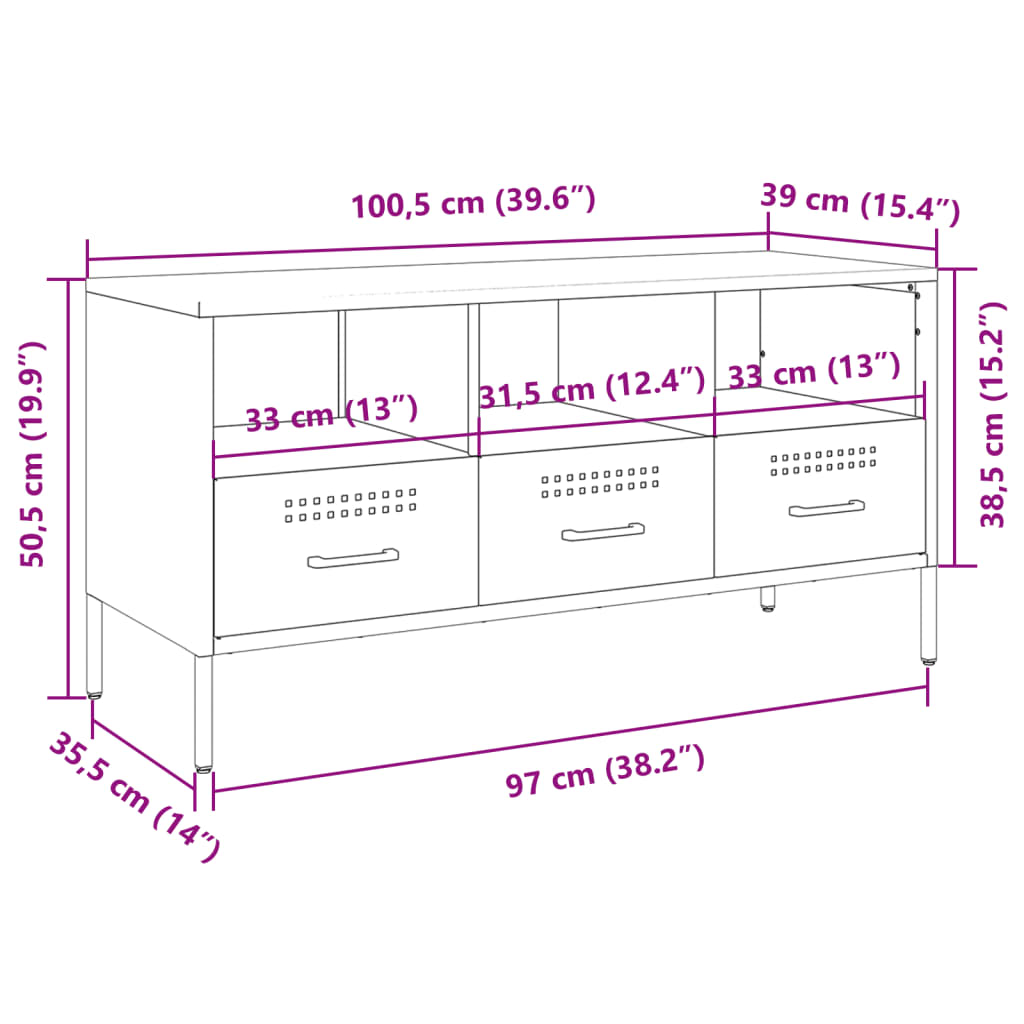 vidaXL Tv-meubel 100,5x39x50,5 cm staal roze