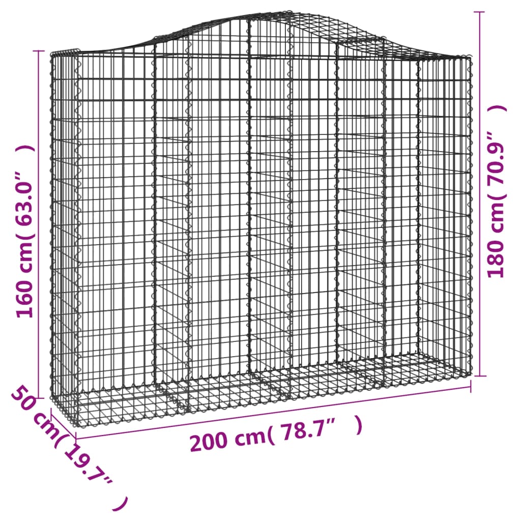 vidaXL Schanskorven 5 st gewelfd 200x50x160/180 cm ijzer