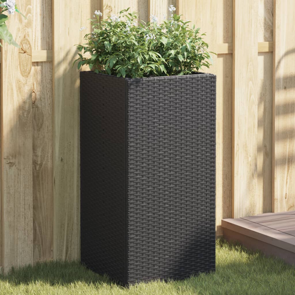 vidaXL Plantenbakken 2 st 40x40x80 cm poly rattan zwart