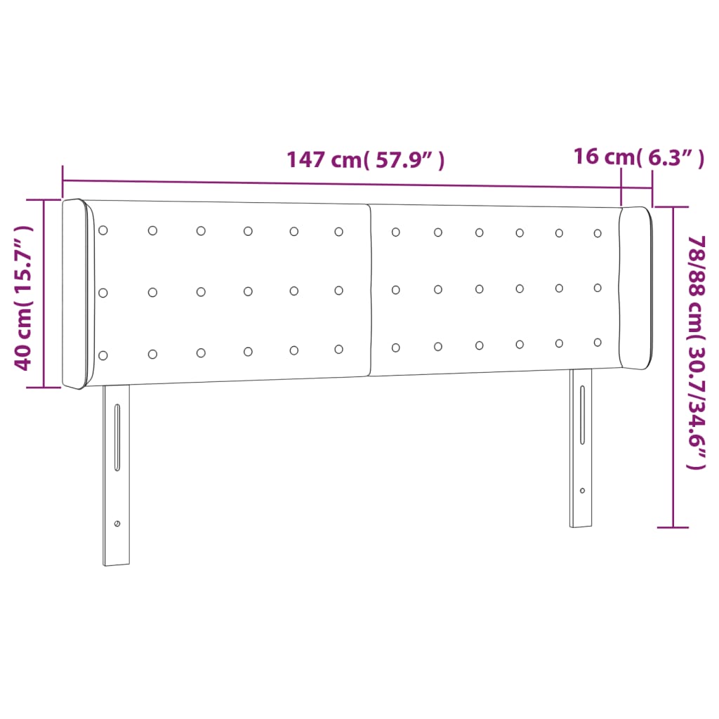 vidaXL Hoofdbord met randen 147x16x78/88 cm kunstleer zwart