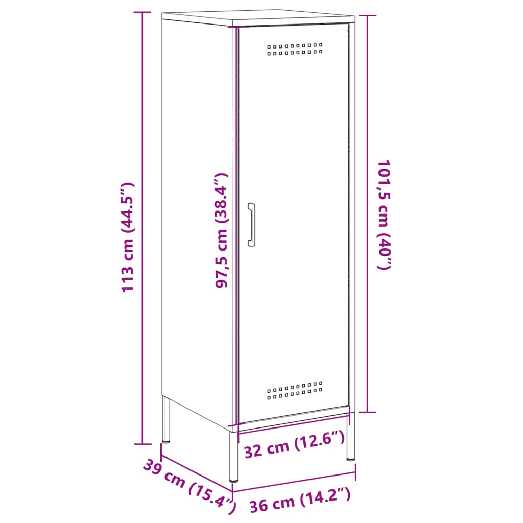 vidaXL Hoge kast 36x39x113 cm staal olijfgroen