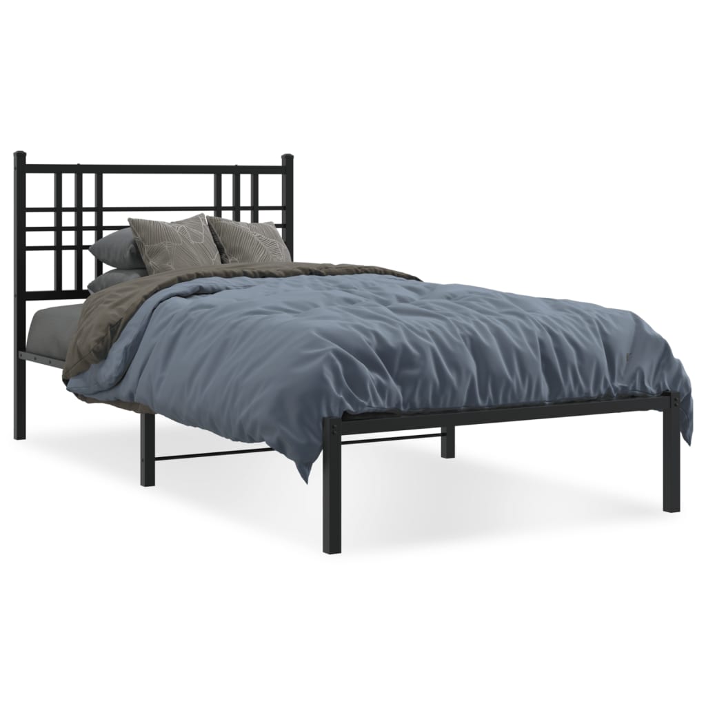 vidaXL Bedframe met hoofdbord metaal zwart 100x200 cm