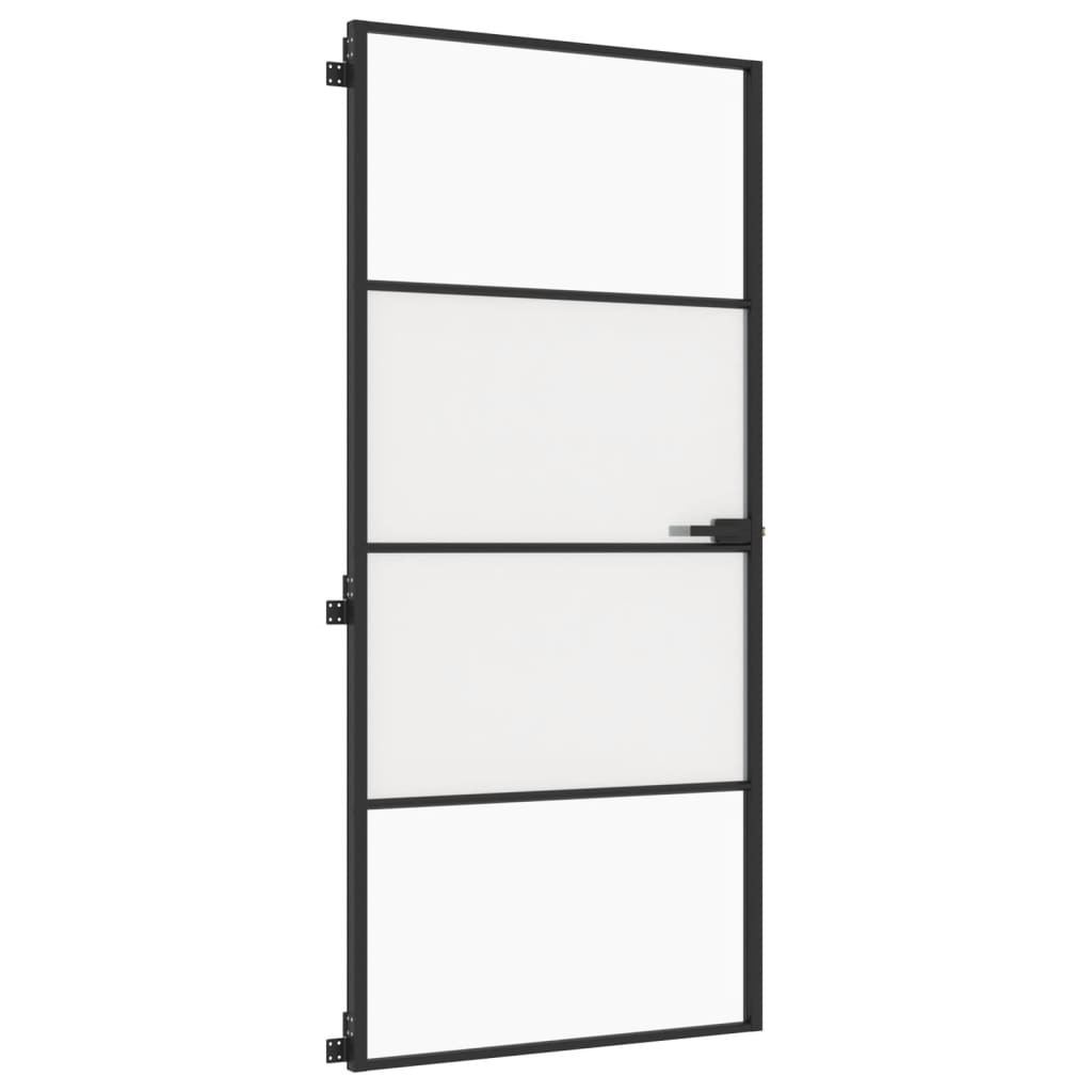 vidaXL Binnendeur smal 93x201,5 cm gehard glas en aluminium zwart