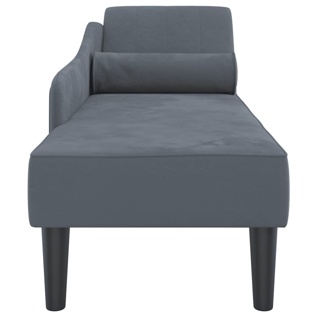 vidaXL Chaise longue met kussens fluweel donkergrijs